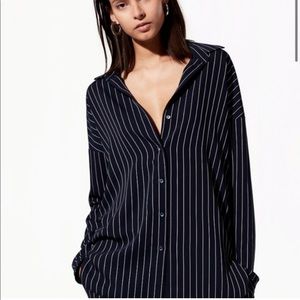 Aritzia Babaton XXS Striped button down navy